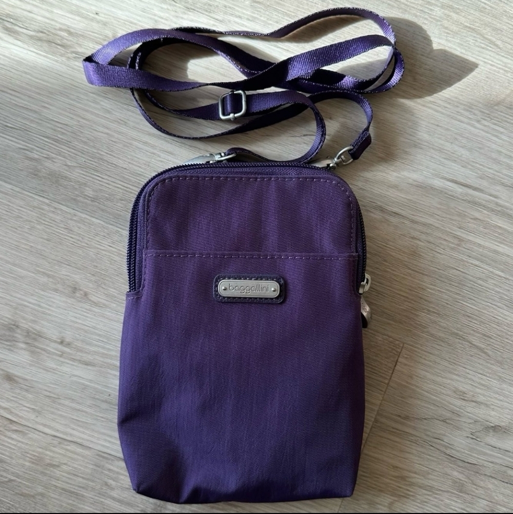 Baggalini Take Two RFID Bryant Small Crossbody Purse Eggplant Purple